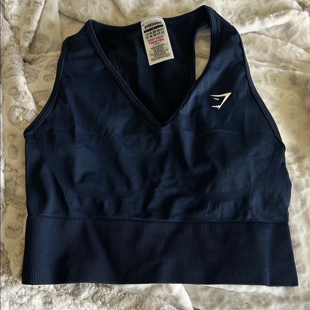 Gymshark Navy Seamless V-Neck Crop Sports Bra